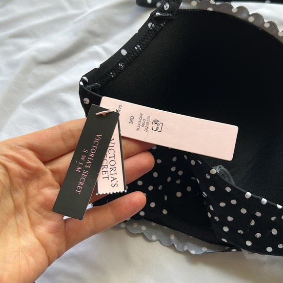 Victoria’s Secret Zuma Bikini 36D Top & Large Bottoms Set Black White Polka Dot - Picture 8 of 16